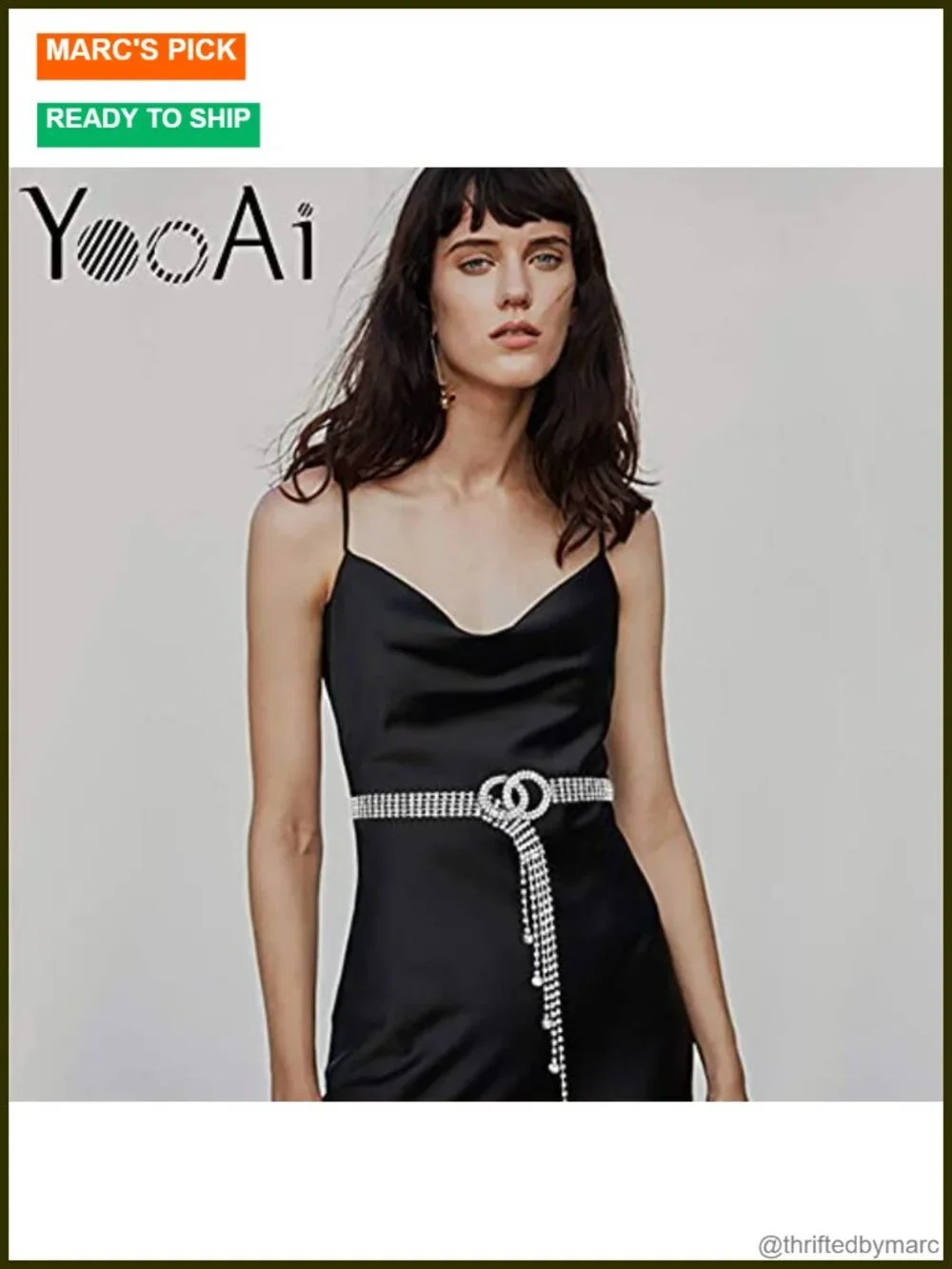 Rhinestone Chain Belt O-Ring Waistband Belt for Dresses